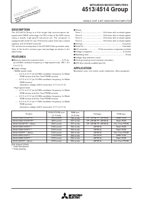 M34513M4/E4 Datasheet PDF MITSUBISHI ELECTRIC 