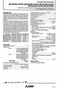 M37267XX Datasheet PDF MITSUBISHI ELECTRIC 