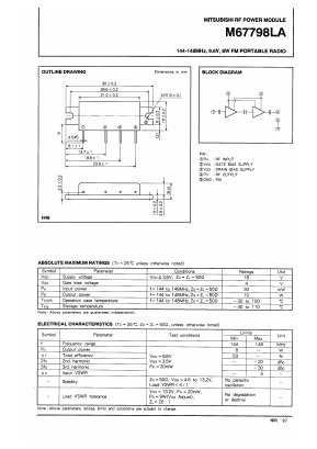 M67798LA Datasheet PDF MITSUBISHI ELECTRIC 