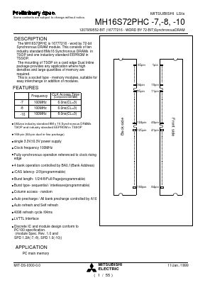 MH16S72PHC-8 Datasheet PDF MITSUBISHI ELECTRIC 