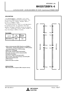MH32S72BBFA-6 Datasheet PDF MITSUBISHI ELECTRIC 
