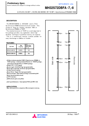 MH32S72DBFA-8 Datasheet PDF MITSUBISHI ELECTRIC 