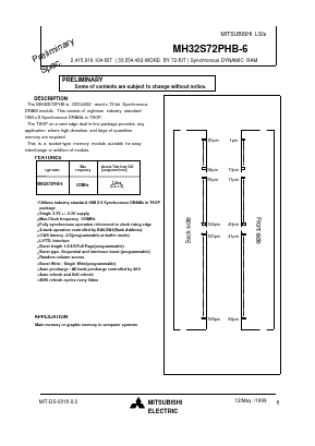 MH32S72PHB-6 Datasheet PDF MITSUBISHI ELECTRIC 