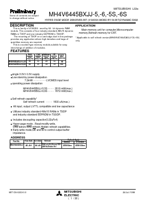 MH4V6445BXJJ-5S Datasheet PDF MITSUBISHI ELECTRIC 