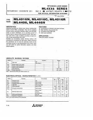 ML4016R Datasheet PDF MITSUBISHI ELECTRIC 
