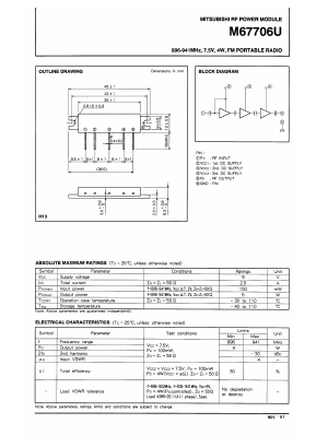 M67706U Datasheet PDF MITSUBISHI ELECTRIC 