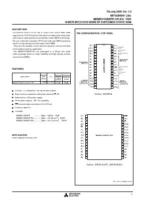 M5M5V108DKV-70H Datasheet PDF MITSUBISHI ELECTRIC 