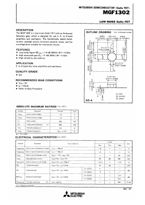 MGF1302 Datasheet PDF MITSUBISHI ELECTRIC 