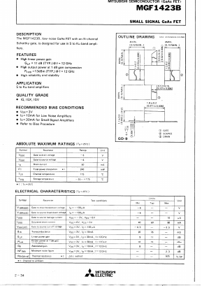 MGF1423B Datasheet PDF MITSUBISHI ELECTRIC 