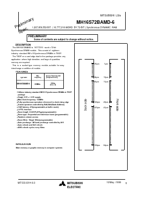 MH16S72BAMD-6 Datasheet PDF MITSUBISHI ELECTRIC 