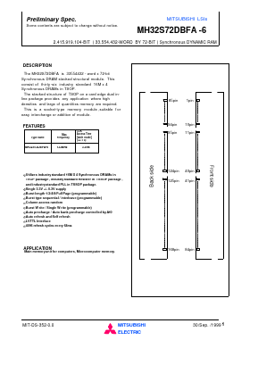 MH32S72DBFA-6 Datasheet PDF MITSUBISHI ELECTRIC 