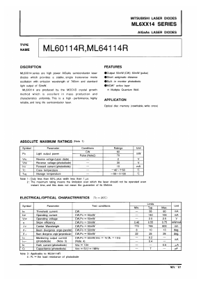 ML64114R Datasheet PDF MITSUBISHI ELECTRIC 