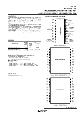 M5M51008DFP Datasheet PDF MITSUBISHI ELECTRIC 