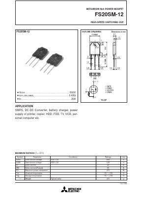 FS20SM-12 Datasheet PDF MITSUBISHI ELECTRIC 