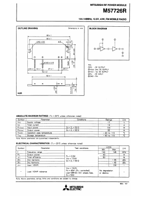 M57726R Datasheet PDF MITSUBISHI ELECTRIC 