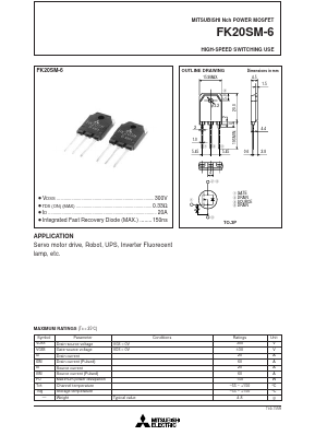 FK20SM-6 Datasheet PDF MITSUBISHI ELECTRIC 