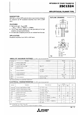 2SC1324 Datasheet PDF MITSUBISHI ELECTRIC 