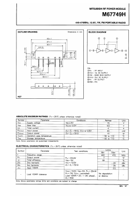 M67749H Datasheet PDF MITSUBISHI ELECTRIC 