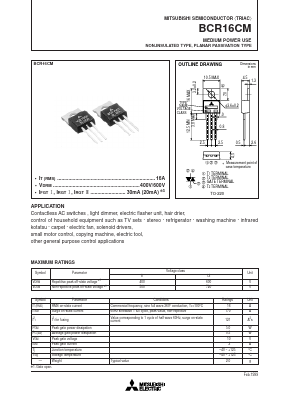 BCR16CM-12R Datasheet PDF MITSUBISHI ELECTRIC 