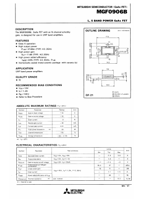 MGF0906 Datasheet PDF MITSUBISHI ELECTRIC 