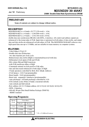 M2S56D40ATP-75 Datasheet PDF MITSUBISHI ELECTRIC 