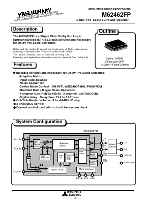 M62462FP Datasheet PDF MITSUBISHI ELECTRIC 