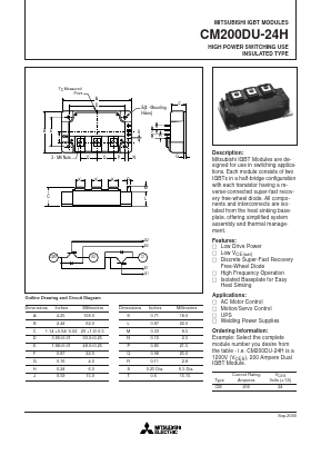 CM200DU-24H Datasheet PDF MITSUBISHI ELECTRIC 