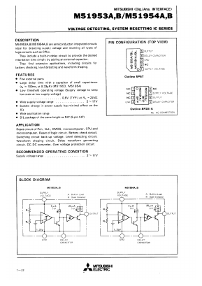 M51953A Datasheet PDF MITSUBISHI ELECTRIC 