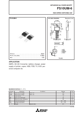 FS10UM-6 Datasheet PDF MITSUBISHI ELECTRIC 