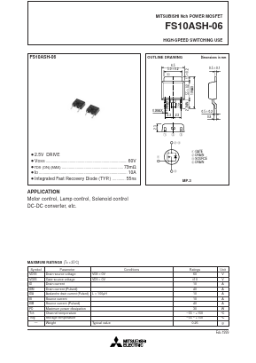FS10ASH-06 Datasheet PDF MITSUBISHI ELECTRIC 