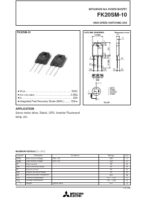 FK20SM-10 Datasheet PDF MITSUBISHI ELECTRIC 