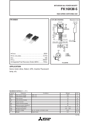 FK16KM-5 Datasheet PDF MITSUBISHI ELECTRIC 