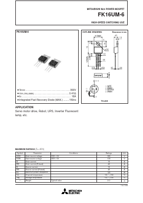FK16UM-6 Datasheet PDF MITSUBISHI ELECTRIC 