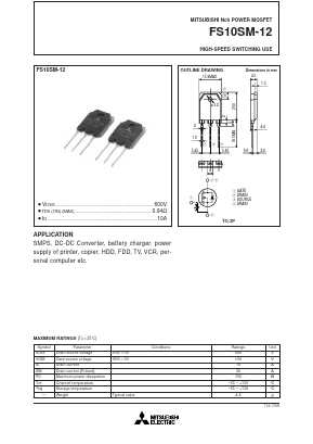 FS10SM-12 Datasheet PDF MITSUBISHI ELECTRIC 