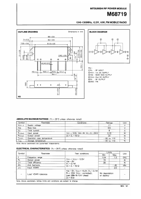 M68719 Datasheet PDF MITSUBISHI ELECTRIC 