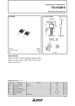 FS10UM-9 Datasheet PDF MITSUBISHI ELECTRIC 
