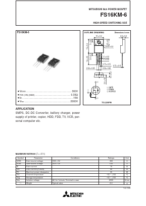 FS16KM-6 Datasheet PDF MITSUBISHI ELECTRIC 