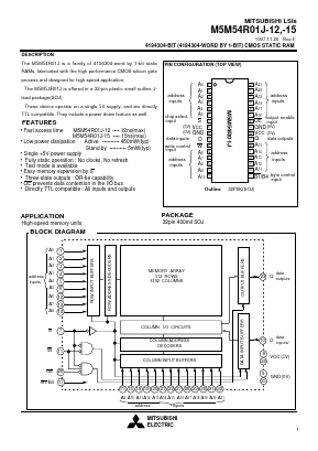 M5M54R01J-12 Datasheet PDF MITSUBISHI ELECTRIC 
