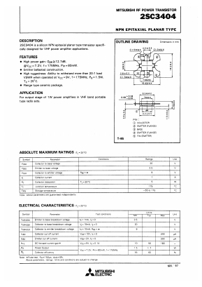 2SC3404 Datasheet PDF MITSUBISHI ELECTRIC 