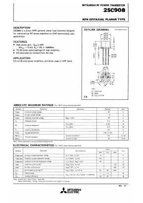 C908 Datasheet PDF MITSUBISHI ELECTRIC 