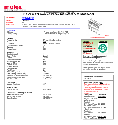 A7675A06L Datasheet PDF Molex Connectors