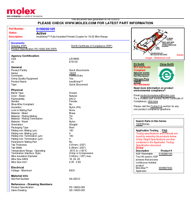 AA-2201C Datasheet PDF Molex Connectors