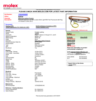 1302430005 Datasheet PDF Molex Connectors