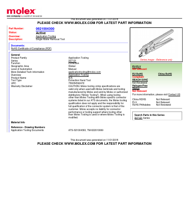 0621004300 Datasheet PDF Molex Connectors