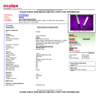 0747529004 Datasheet PDF Molex Connectors
