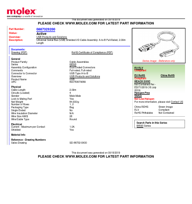 88732-9200 Datasheet PDF Molex Connectors