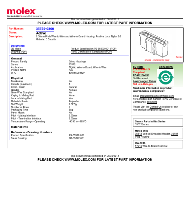 0355720300 Datasheet PDF Molex Connectors