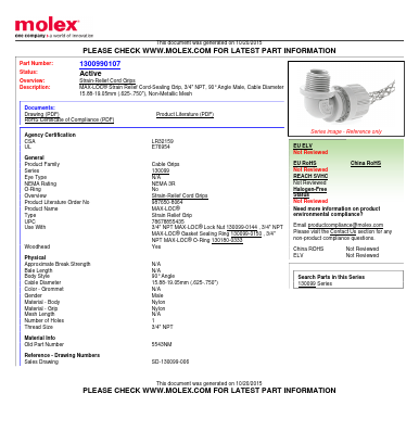 1300990107 Datasheet PDF Molex Connectors