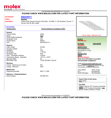 8997-11-100B Datasheet PDF Molex Connectors