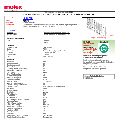 A-70280-0020 Datasheet PDF Molex Connectors